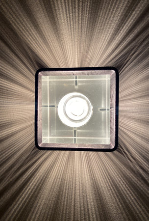 Built-in ceiling light, casts a shadow, white background