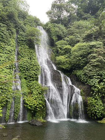 Waterfall in the jungle of Bali island, Indonesia, Asiaの写真素材