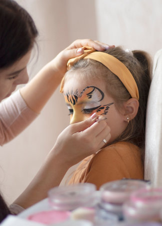 childrens makeup face paint drawings Girls face paintingの写真素材