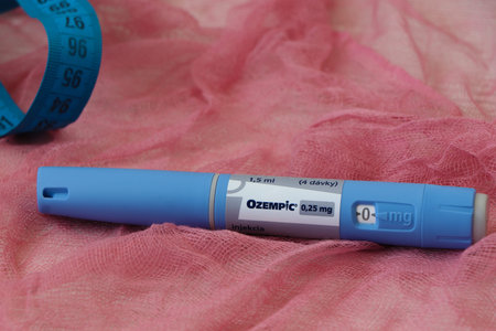 03.03.2026. Ukraine, Khmelnytskyi. Syringe pen Ozempic Novo Nordisk