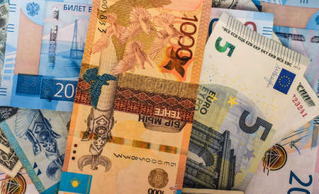 Banknotes of different countries. Currency exchange concept. International financial relations....