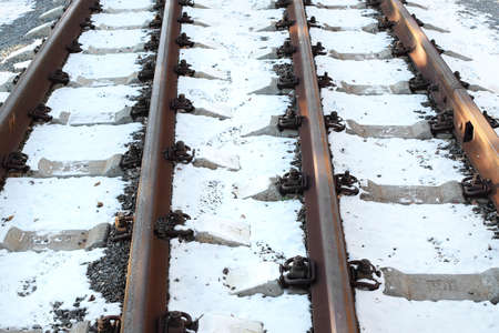 Image of an empty railroad track. Narrow gauge railway.の写真素材