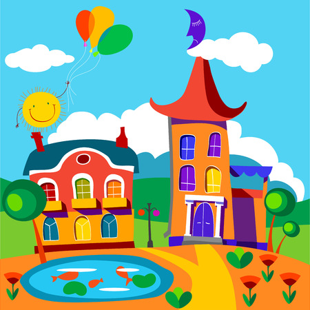 Fairy houses. Vector illustration.のイラスト素材