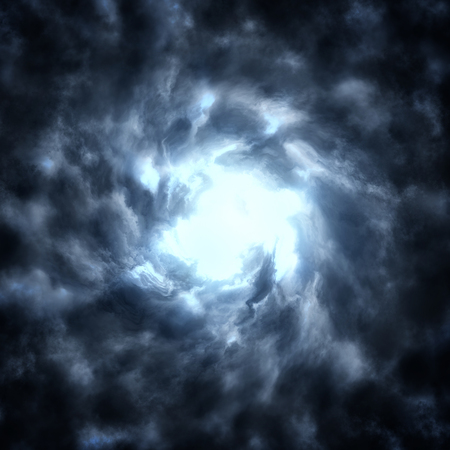 The eye of a tornado. Illustration storm swirl  clouds closeup. High resolution.