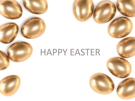 Golden egg isolated on white background. View from above. Happy Easter. A high resolution.の写真素材