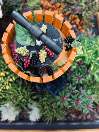 Autumn seasonal fruit, organic fruit in wicker basket. High quality photoの写真素材