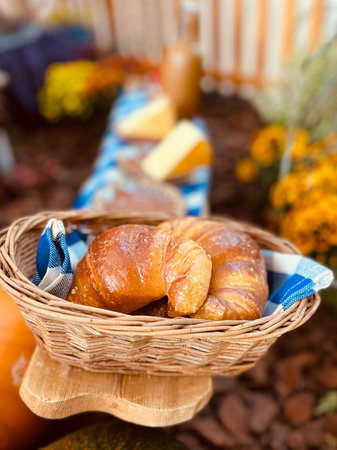Autumn picnic family romantic nature tea drying rest leisure relax. High quality photoの写真素材