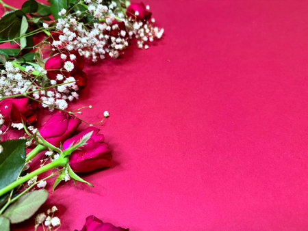 Valentine's day background with hearts and flowers.の写真素材