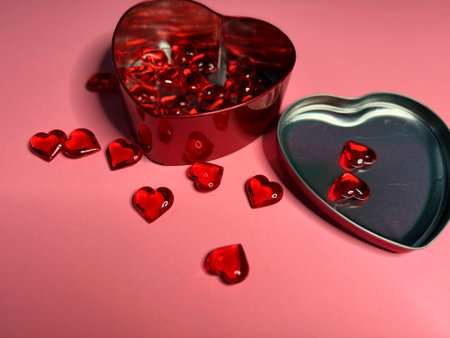 Gift box for Valentine's Day on pink background.の写真素材