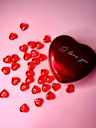 Gift box for Valentine's Day on pink background.の写真素材
