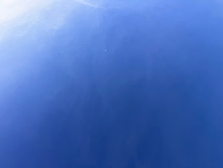 clear blue sky with no clouds. sun is shining brightly. High quality photoの写真素材