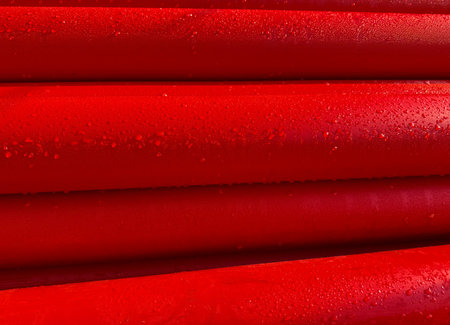 Red steel pipe background. High quality photoの写真素材