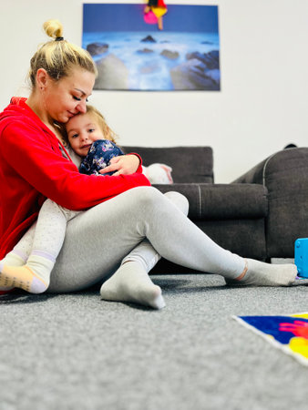 Mother with daughter happy together portrait child, family.の写真素材