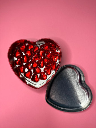 Gift box for Valentine's Day on pink background.