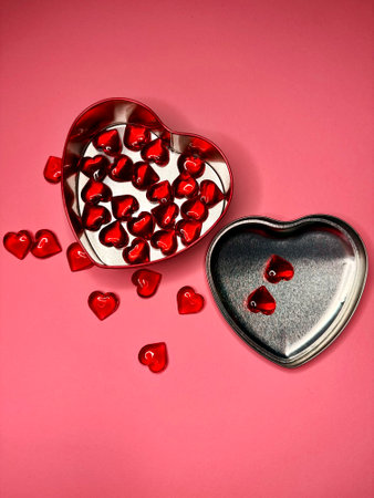 Gift box for Valentine's Day on pink background.の写真素材