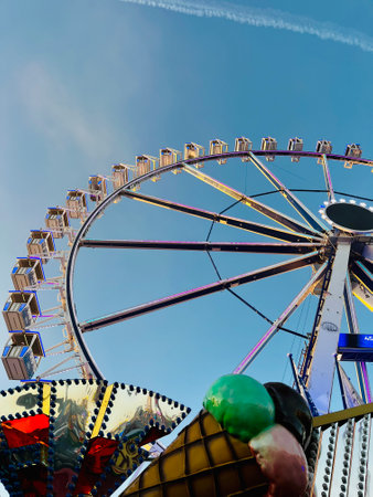 Ferris wheel on blue sky background.の写真素材