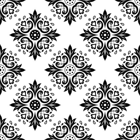 Abstract ethnic black and white background. Seamless pattern.のイラスト素材