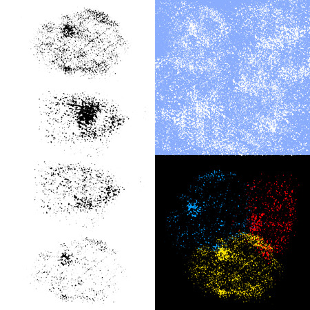 Set of four vector abstract brushes. Brushes for making snowflakes, winter abstract backgrounds. Brushes for creating paint splashes, creative abstract, grunge backgrounds.のイラスト素材