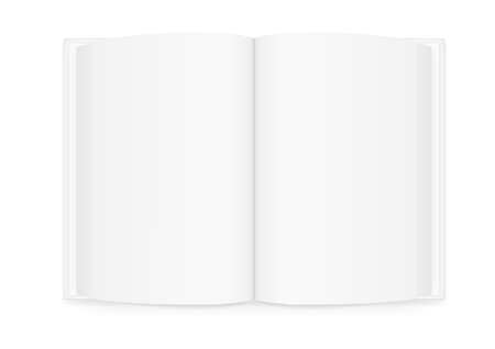Vector realistic image (layout, mock-up) of an open hardcover book with empty white blank pages, top view. The image is created using a gradient mesh. Vector EPS 10.のイラスト素材