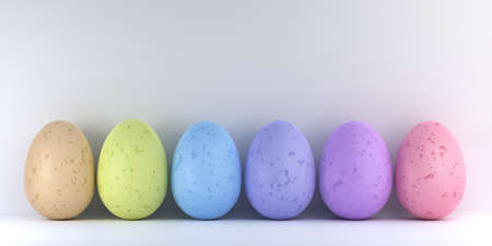 Background of colored painted Easter eggs Pastel colors. 3d renderingの写真素材