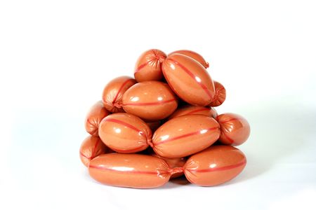 Sausage on a white backgroundの写真素材