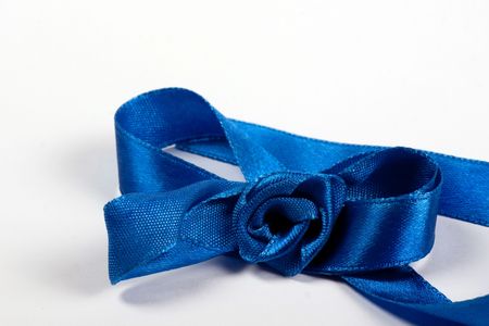 Dark blue celebratory bow from silk.の写真素材