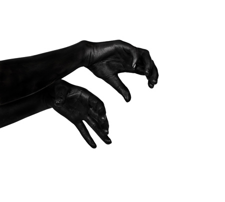 Black hand isolated on white background. The zombie apocalypseの写真素材