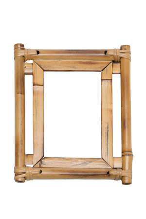 Empty frame made of natural bamboo. Mockup for painting or photography. Design element. Isolated on white background.の写真素材