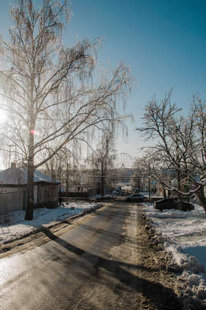 10.12.2021, Russia, Tula. Winter view of the Ferris wheel from the summer cottage on a frosty sunny morningのeditorial素材