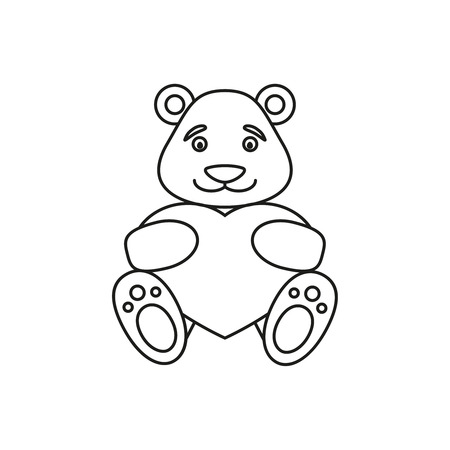 Bear with heart iconsのイラスト素材