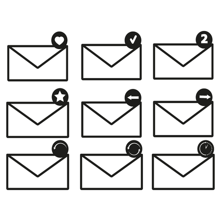 Envelopes set of iconsのイラスト素材