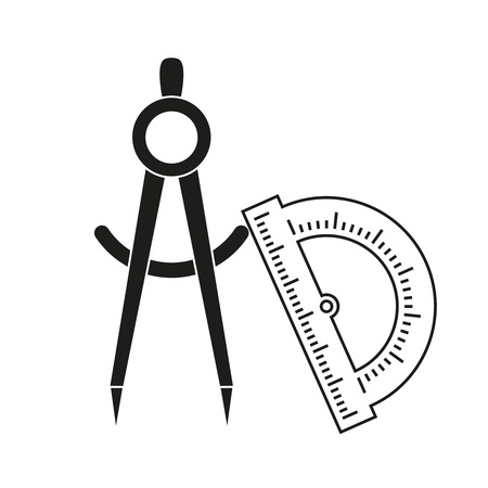 Divider and protractor icons on white backgroundのイラスト素材