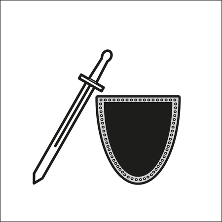 One sword with shield iconのイラスト素材