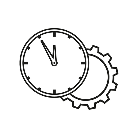 Clock with cogwheel icon on white backgroundのイラスト素材