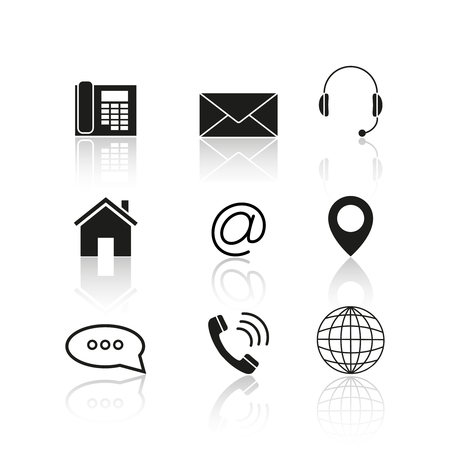 Contacts set reflection icons on white backgroundのイラスト素材