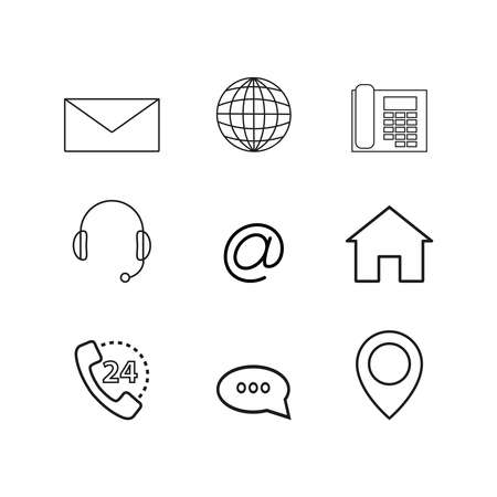 Contacts set online icons on white backgroundのイラスト素材