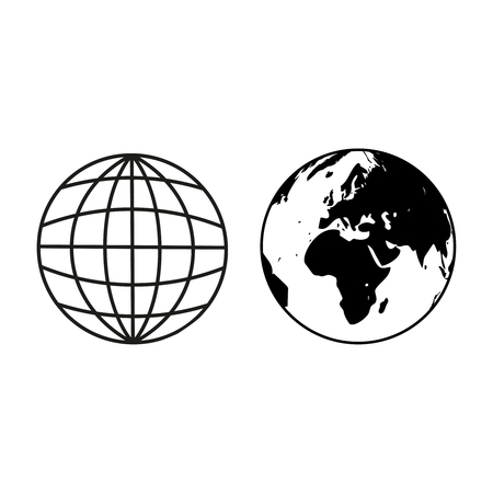 Earth globe sample icons on white backgroundのイラスト素材