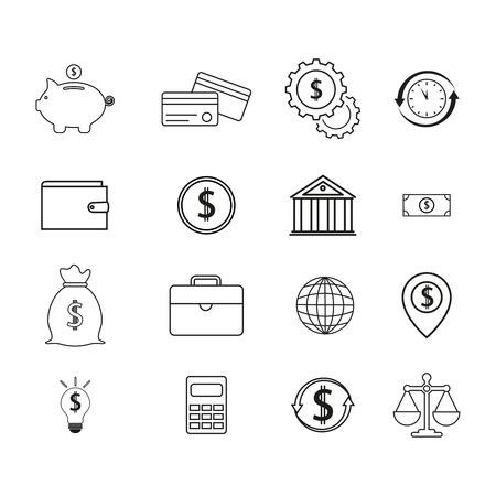Set of finance money icons on white backgroundのイラスト素材
