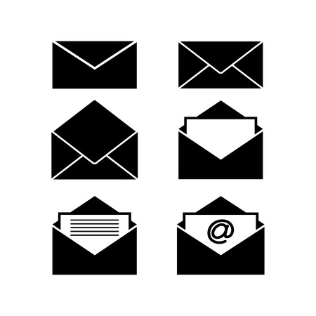 Set of envelopes black iconsのイラスト素材