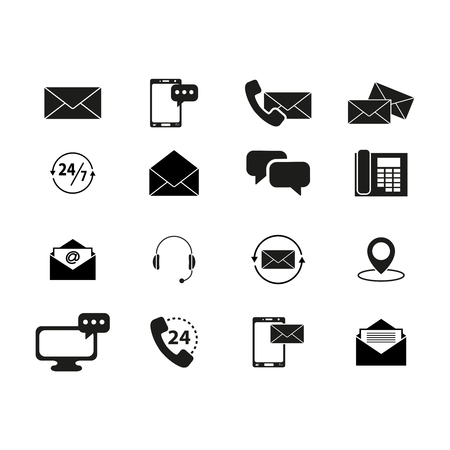 Set of contacts black icons Vector illustration.のイラスト素材