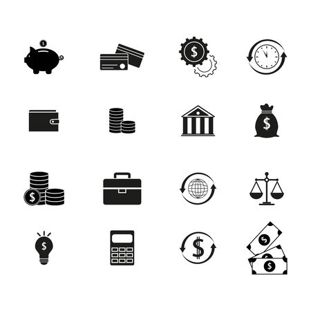 Set finance money black icons.のイラスト素材