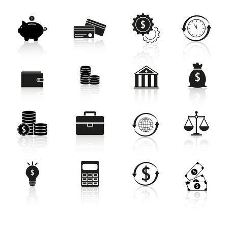 Set finance money reflection icons Vector illustration.のイラスト素材
