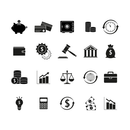 Set black finance money iconsのイラスト素材