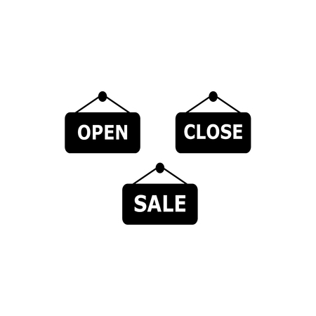 Set of black signboards shop iconのイラスト素材