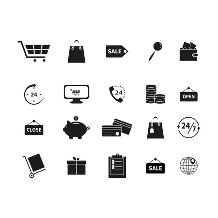 Set of black online shopping iconsのイラスト素材