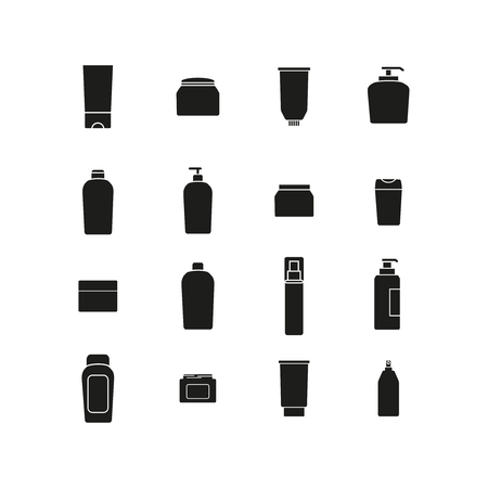 Cream bottles black iconsのイラスト素材
