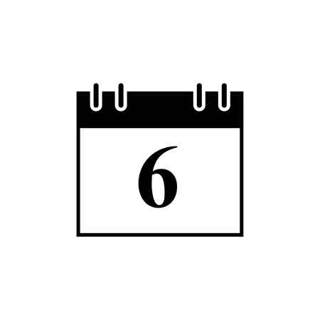Calendar of date 6 black icon  isolated on plain background.のイラスト素材