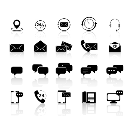 Set of communications with reflection iconsのイラスト素材