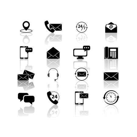 Set of contact with reflection iconsのイラスト素材