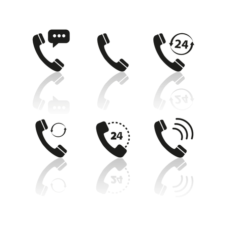 Set of handset of icons with reflectionのイラスト素材